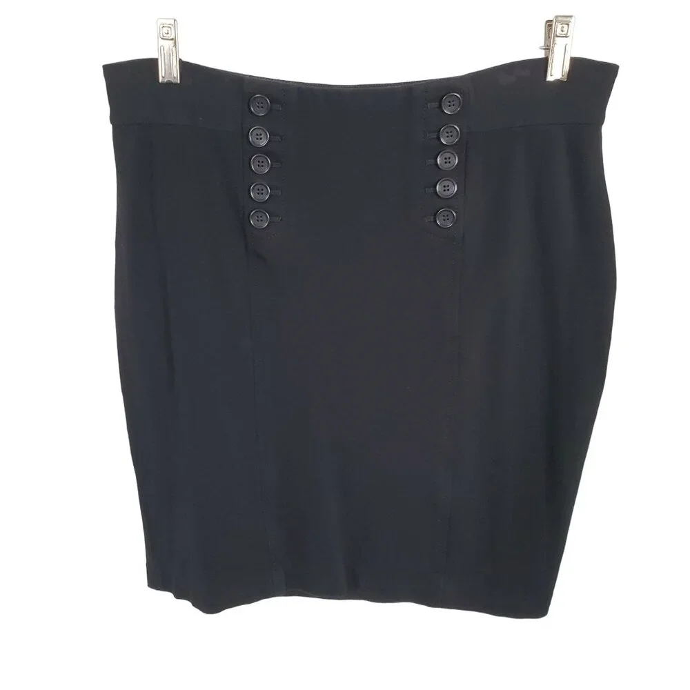 Ann Taylor Size 14 Skirt Button Detail Knee Ponte Knit Pencil Office Capsule